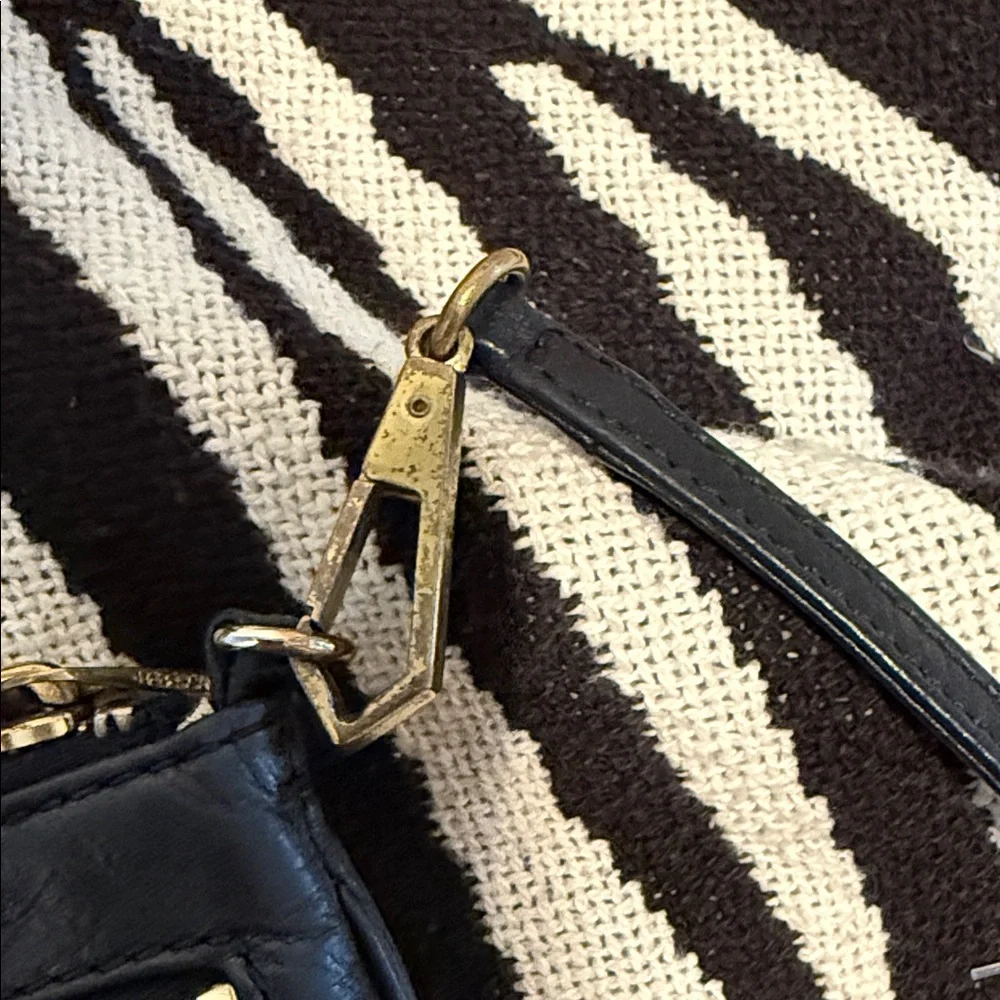 Vintage Rebecca Minkoff Black Leather Rockstar Elegant Crossbody Gold Hardware